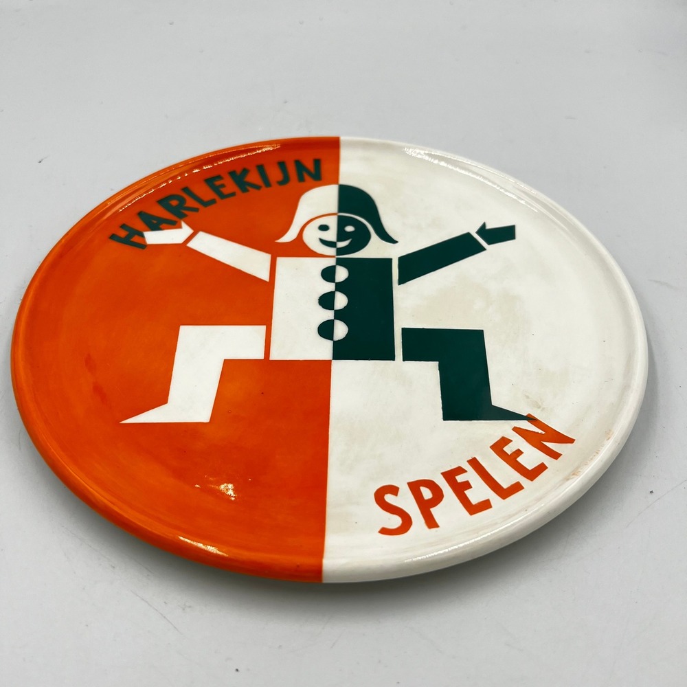 Gearhart Signed Art Pottery Plate Harlekijn Spelen Vintage‎ 90s Graphic Dutch